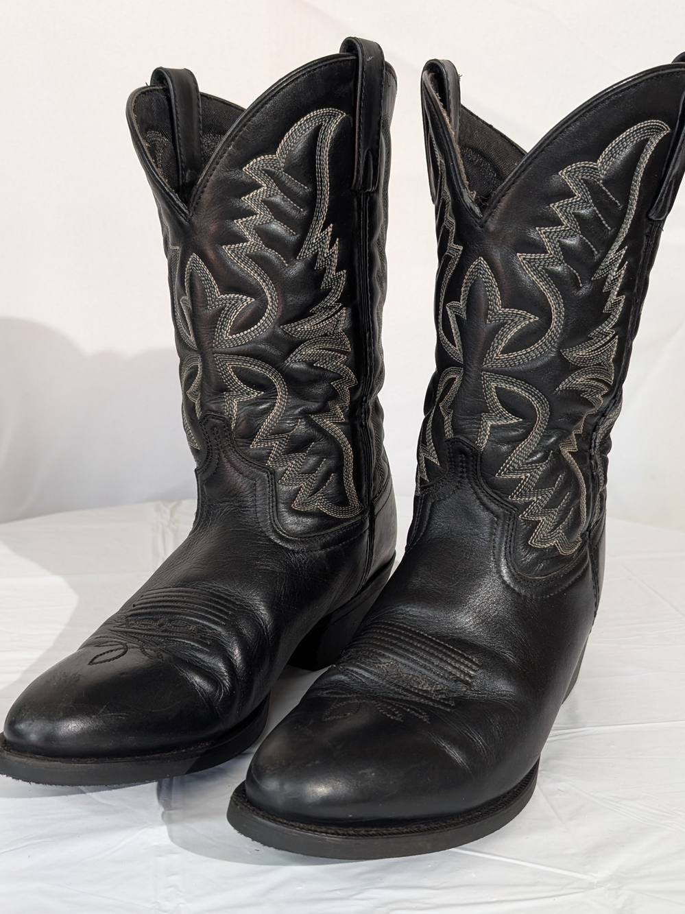 Laredo Birchwood Black Leather Western Cowboy Boots Mens Size 10.5 D